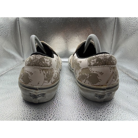 Size 8.5 Vans Off The Wall Classic‎ Cream Womens Leather Slip On Casual Shoes - Picture 7 of 9